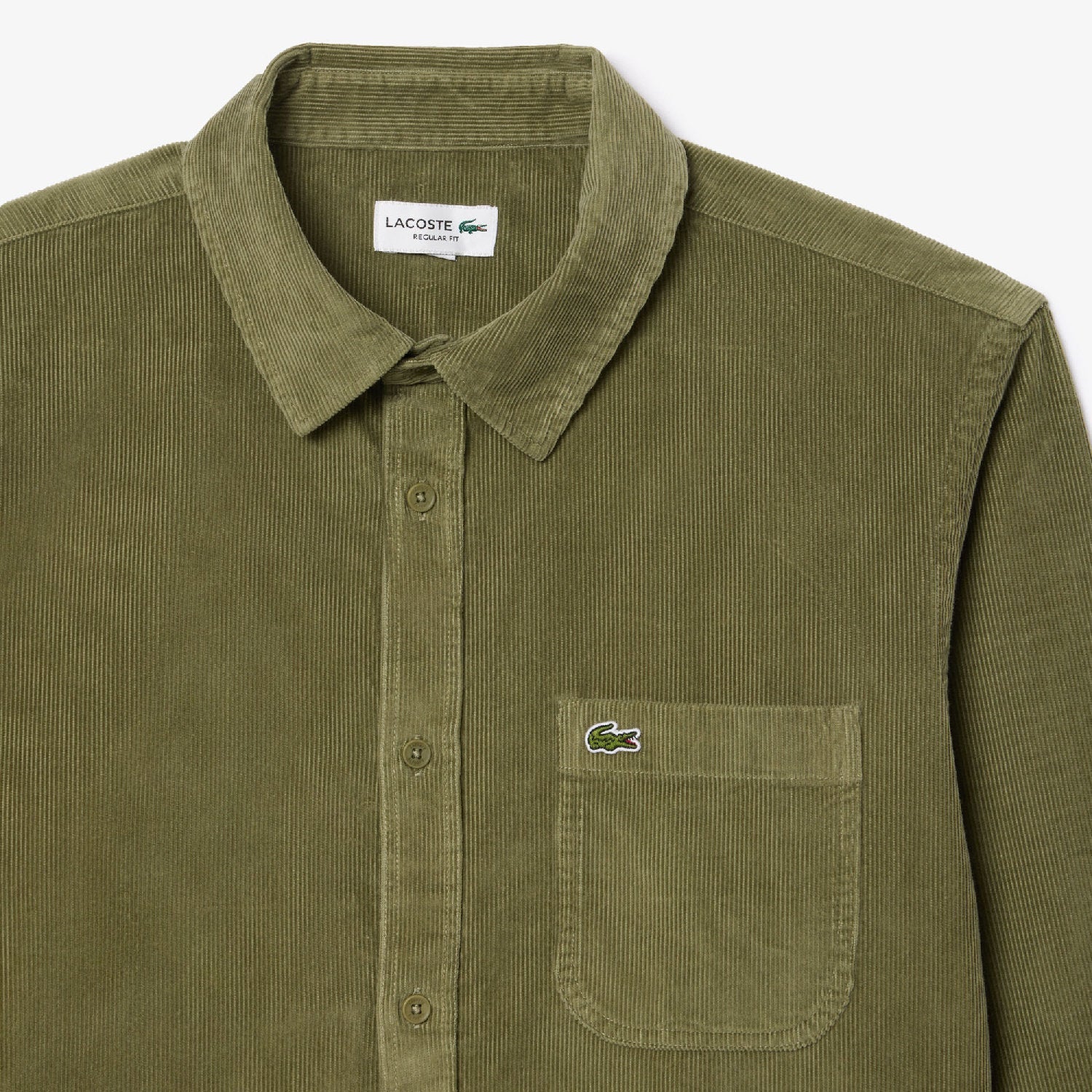 Chemise à poche en velours - Kaki