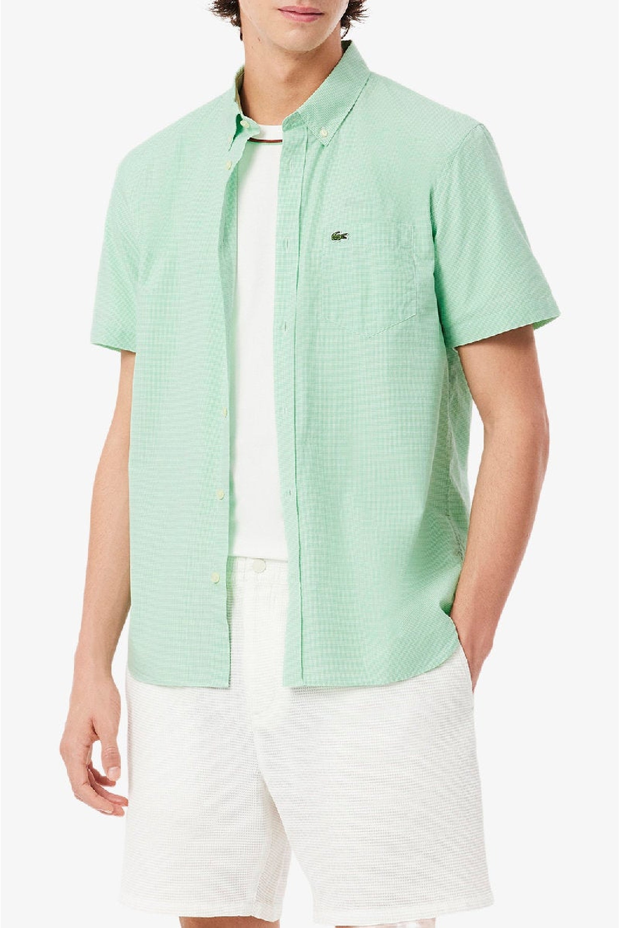Chemise manches courtes imprimée vichy - Blanc & Liamone