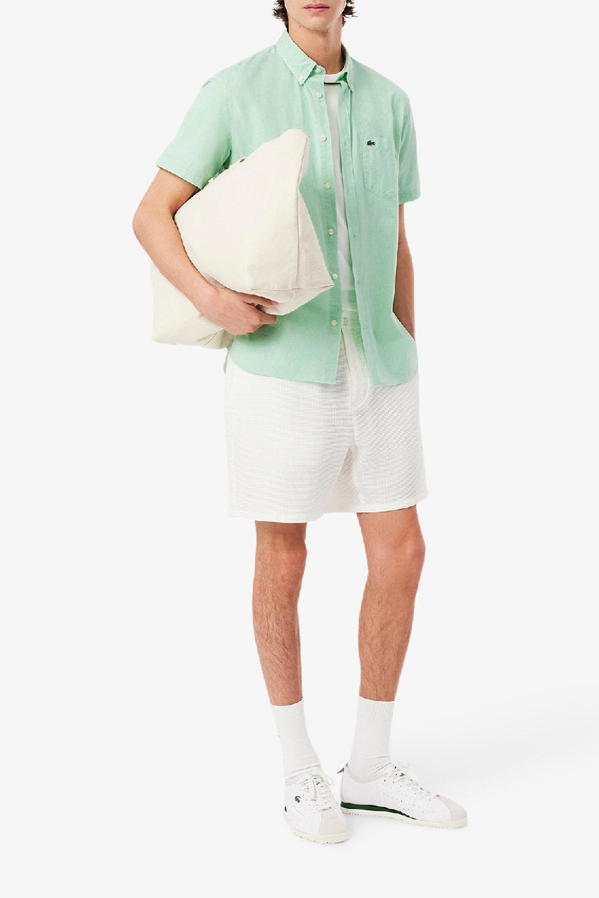 Chemise manches courtes imprimée vichy - Blanc & Liamone