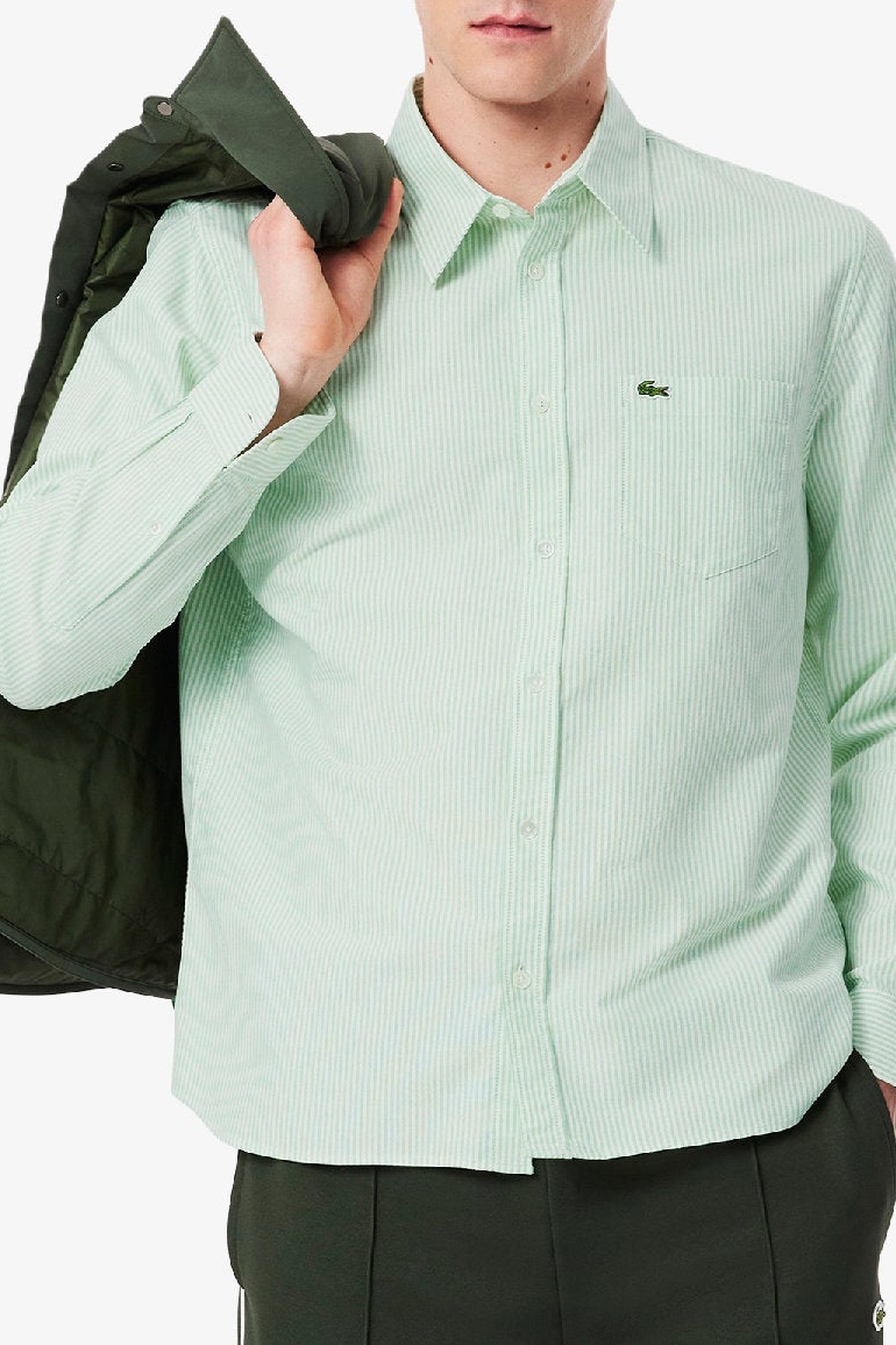 Striped Oxford shirt with pocket - Blanc & Liamone