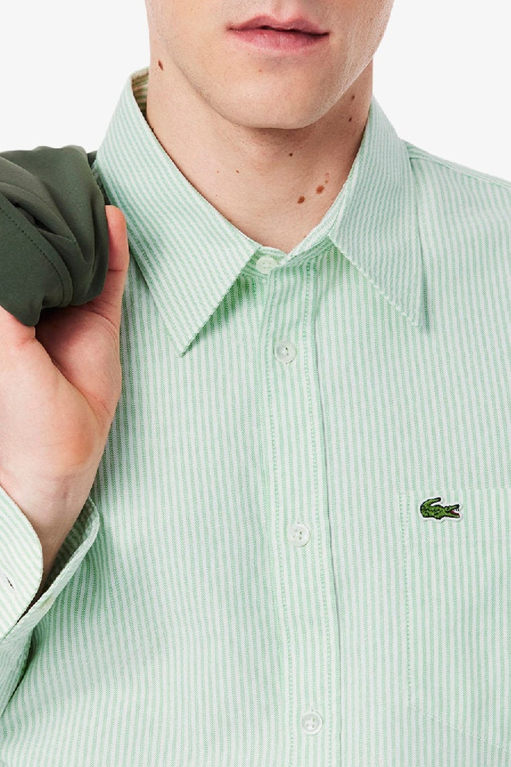 Striped Oxford shirt with pocket - Blanc & Liamone