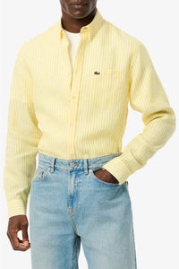 Chemise à rayures en lin - Jaune & Blanc