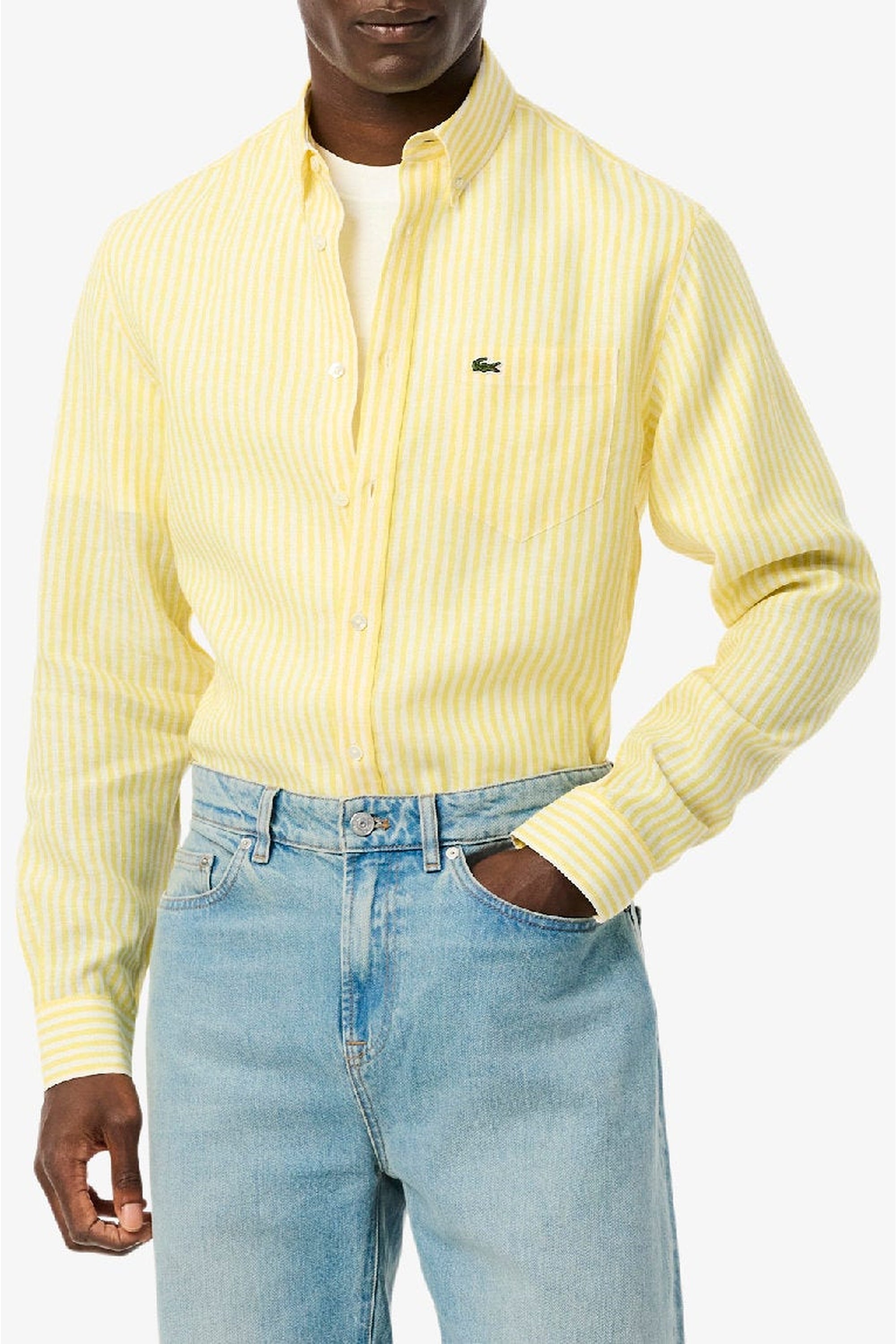 Chemise à rayures en lin - Jaune & Blanc