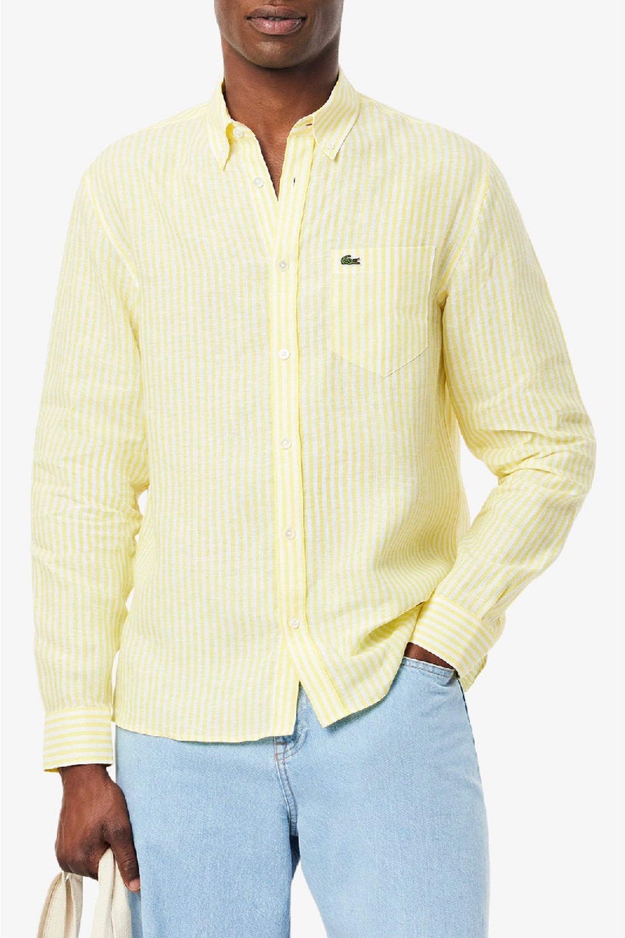 Chemise à rayures en lin - Jaune & Blanc