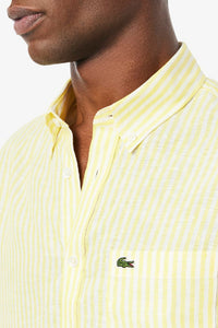Chemise à rayures en lin - Jaune & Blanc