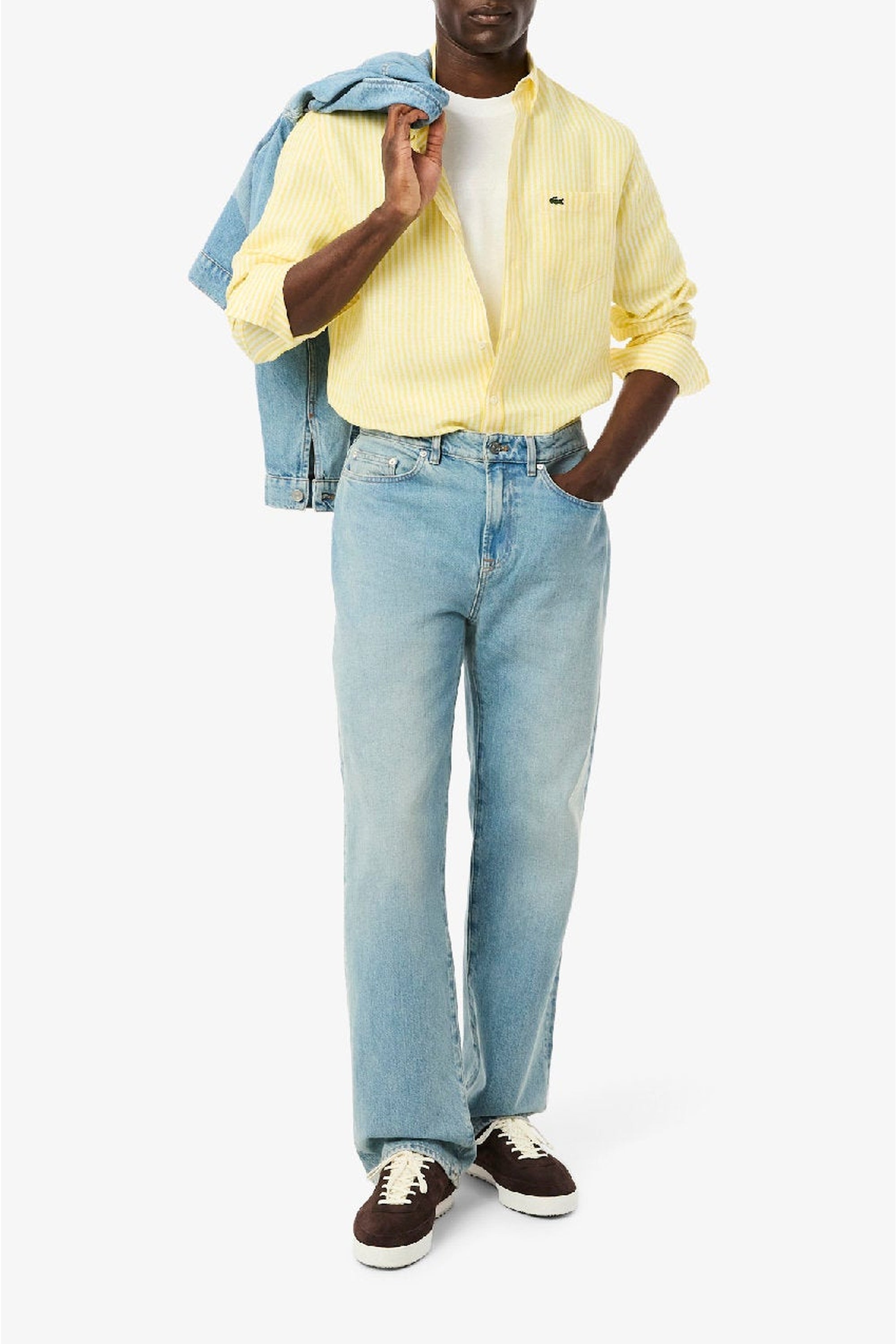 Chemise à rayures en lin - Jaune & Blanc