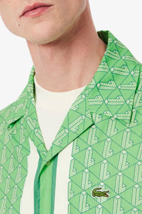 Chemise droite à manches courtes en monogramme - Marine & Blanc