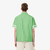 Chemise droite à manches courtes en monogramme - Marine & Blanc