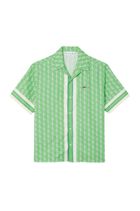 Chemise droite à manches courtes en monogramme - Marine & Blanc