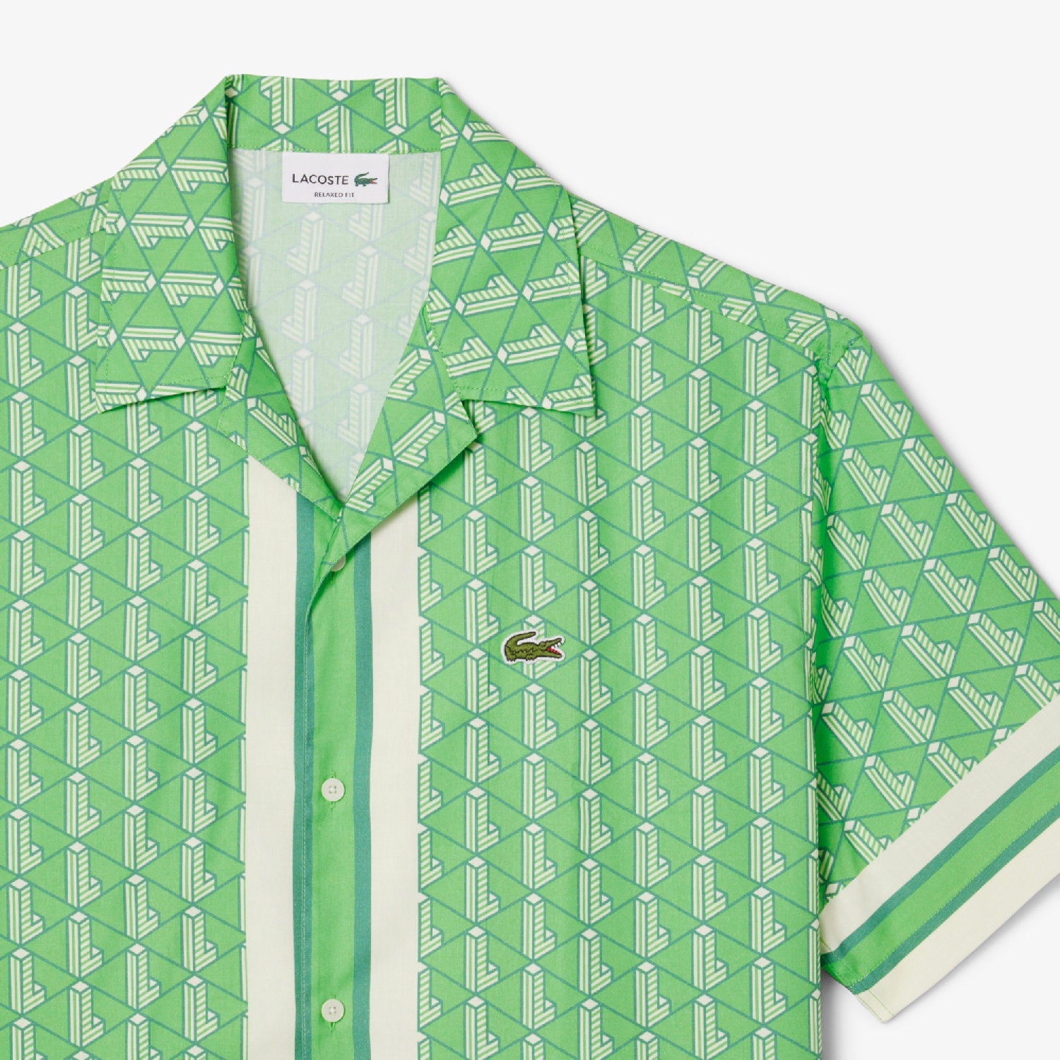 Chemise droite à manches courtes en monogramme - Marine & Blanc