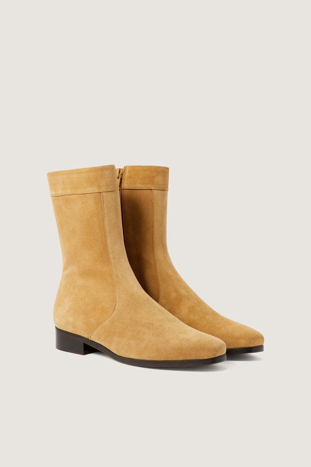 BEIGE _ Bottines Ecaille en cuir - Beige