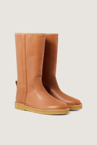 COGNAC _ Bottes Sauvage en cuir - Cognac