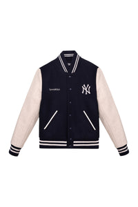Veste bomber Varsity en laine - Dark Navy & Cream