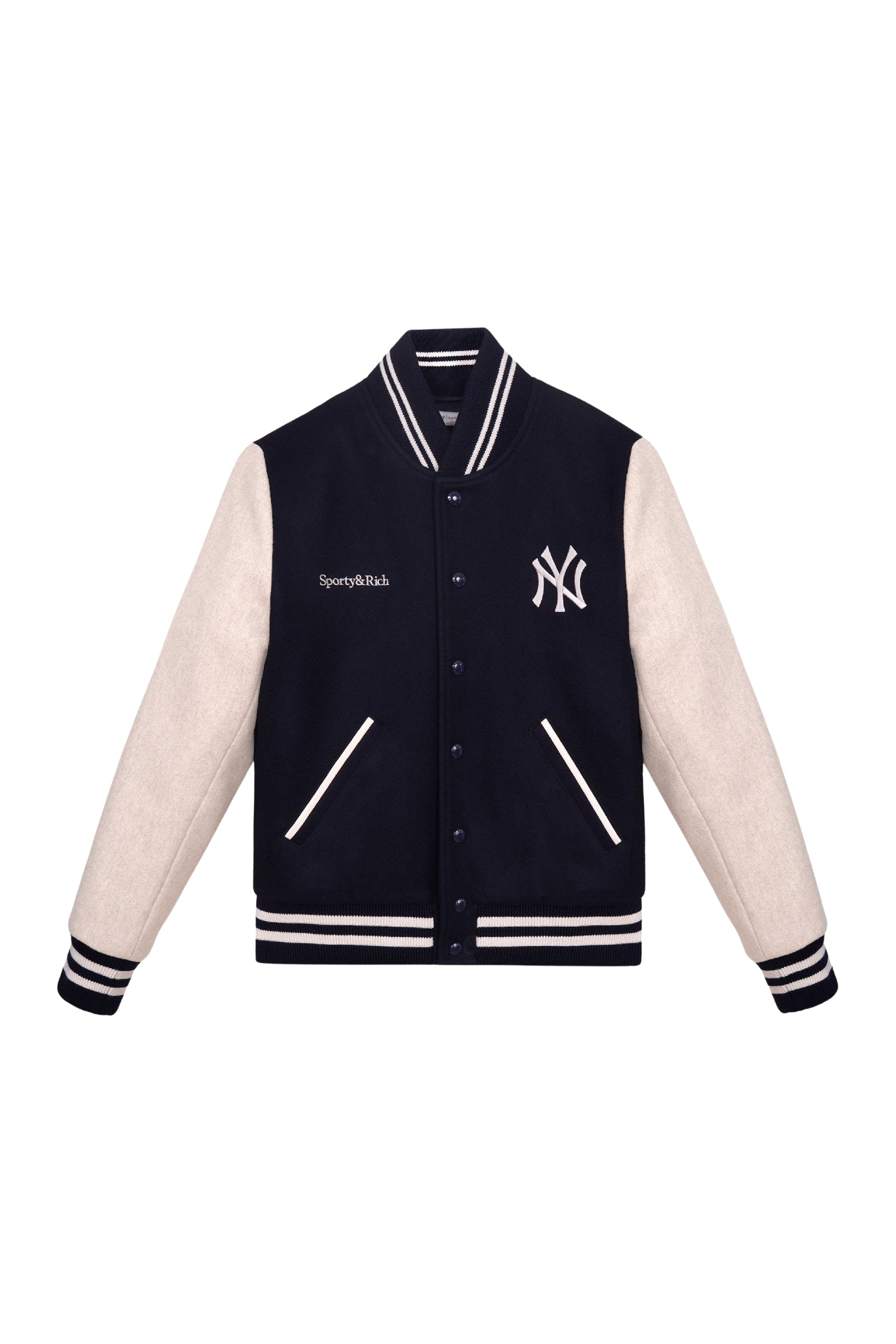 Veste bomber Varsity en laine - Dark Navy & Cream