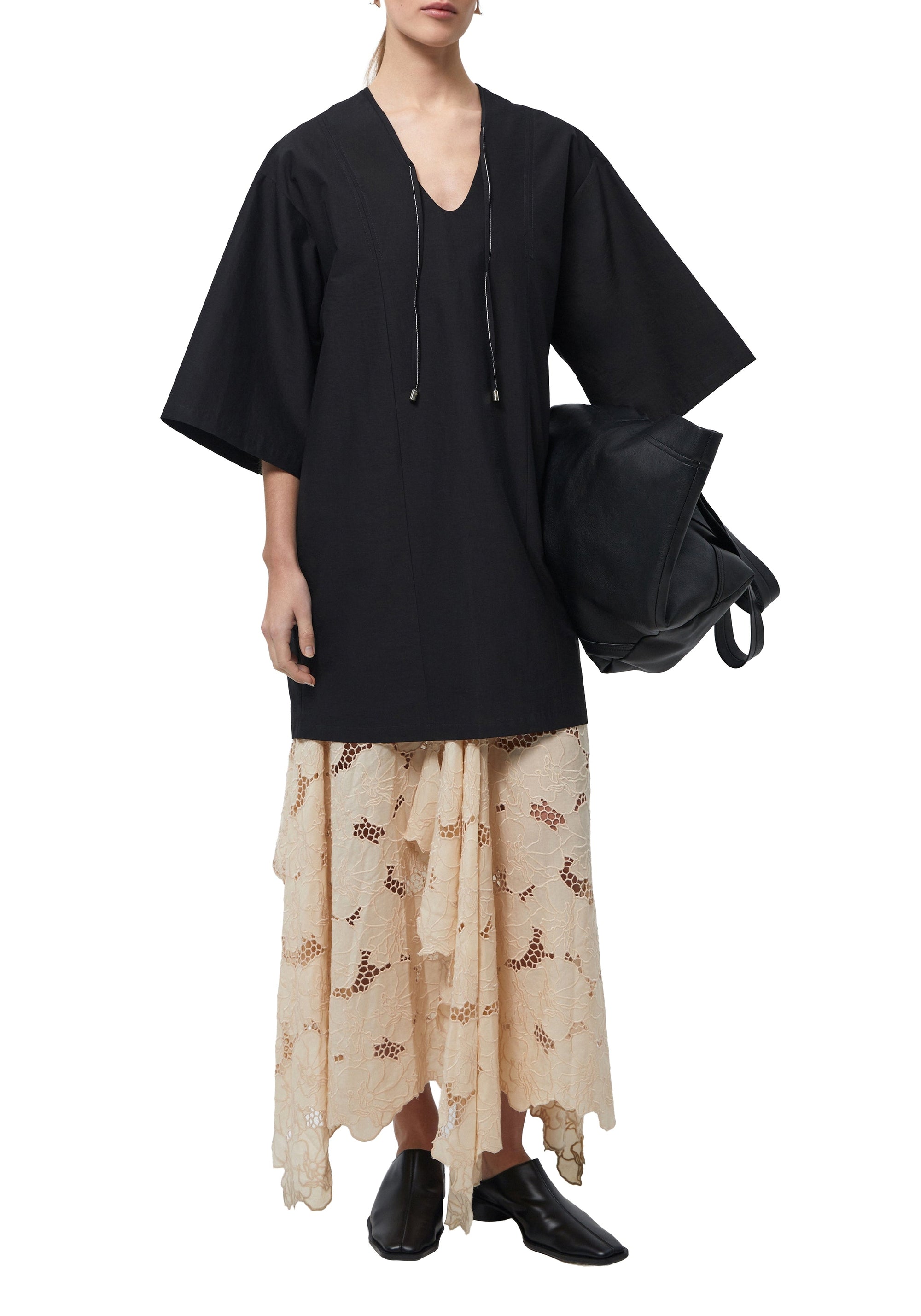 Robe midi Chapman à manches courtes - Black