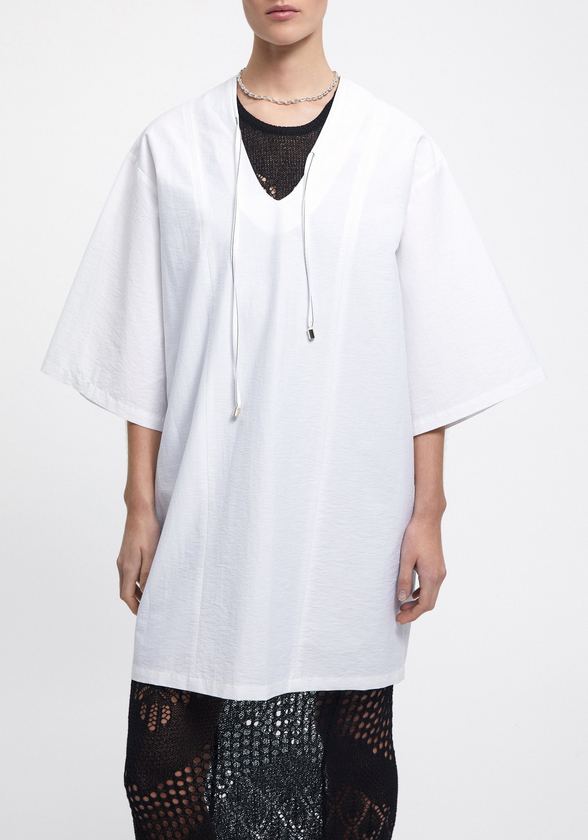 Robe midi Chapman à manches courtes - White