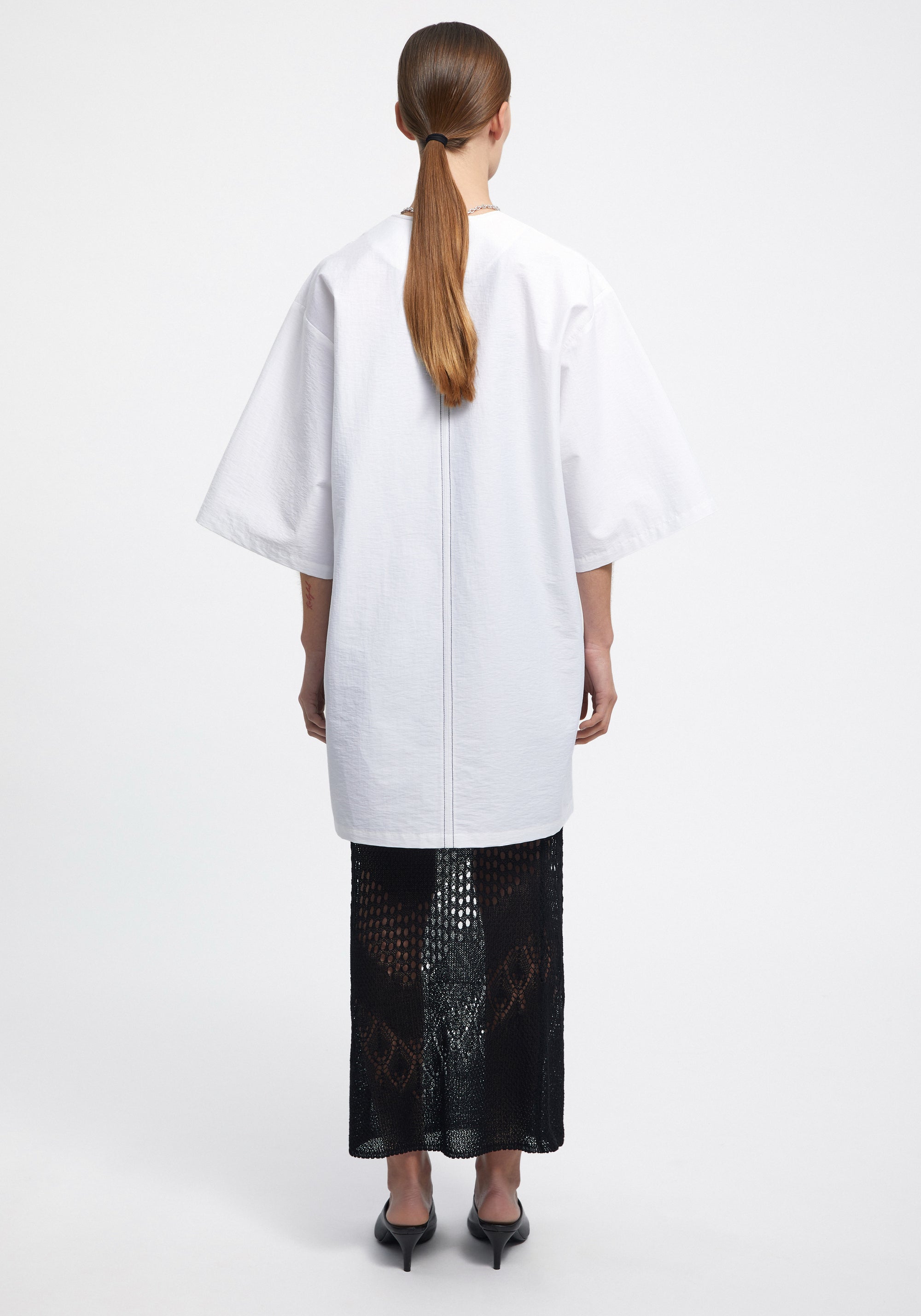 Robe midi Chapman à manches courtes - White