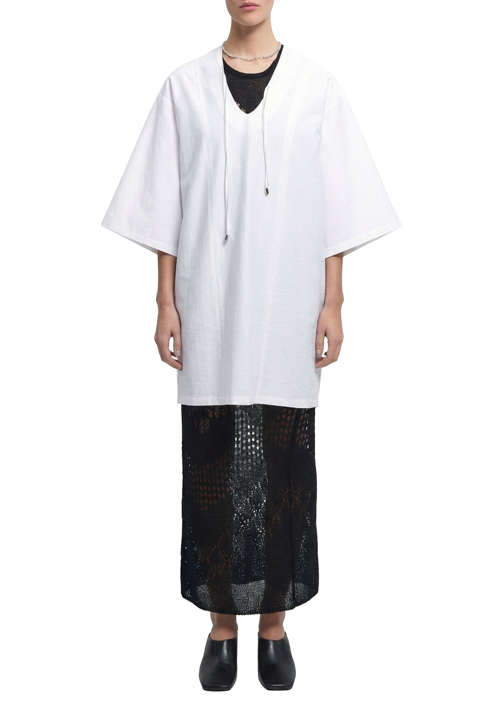 Robe midi Chapman à manches courtes - White