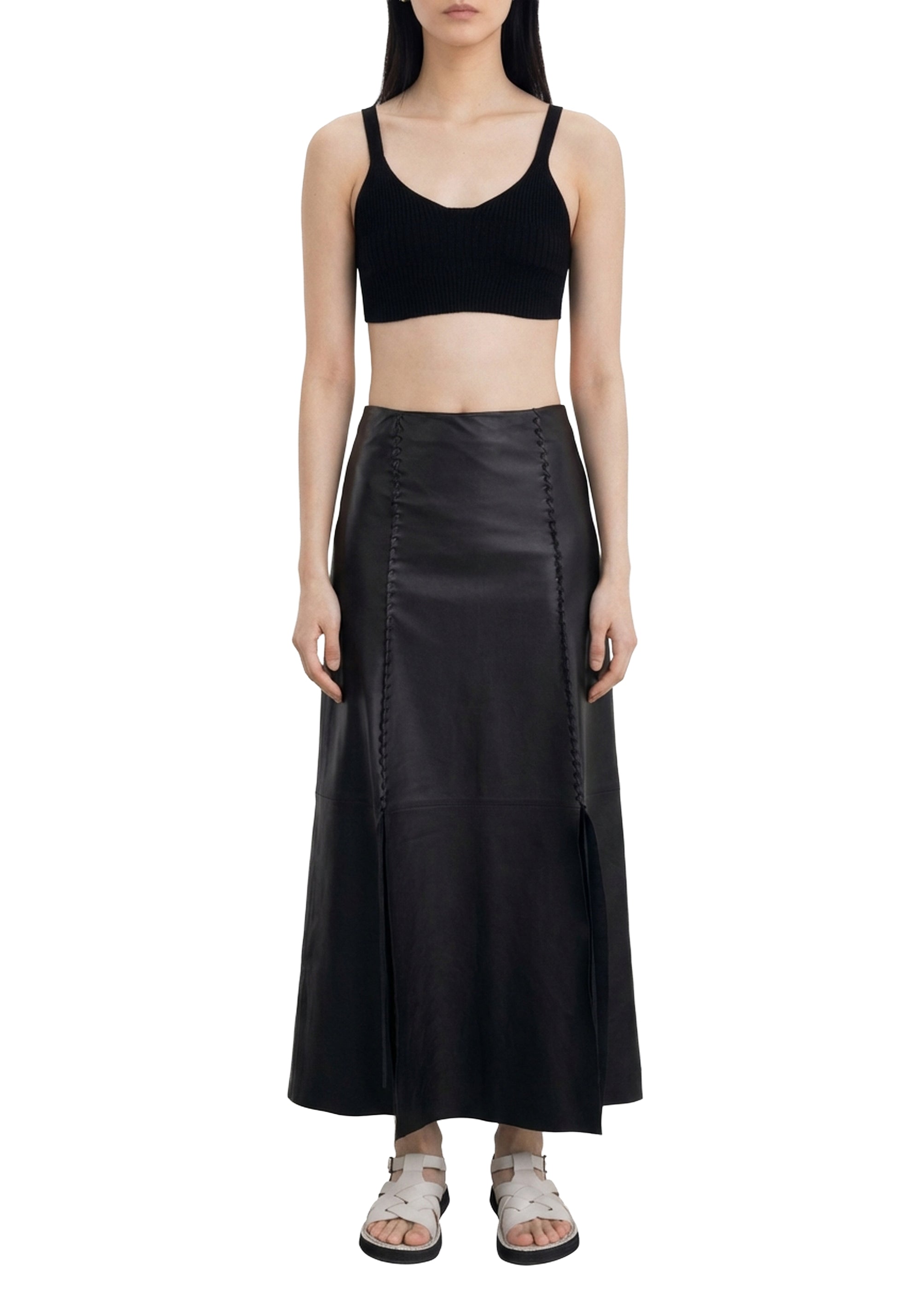 Jupe Chateau en cuir - Black