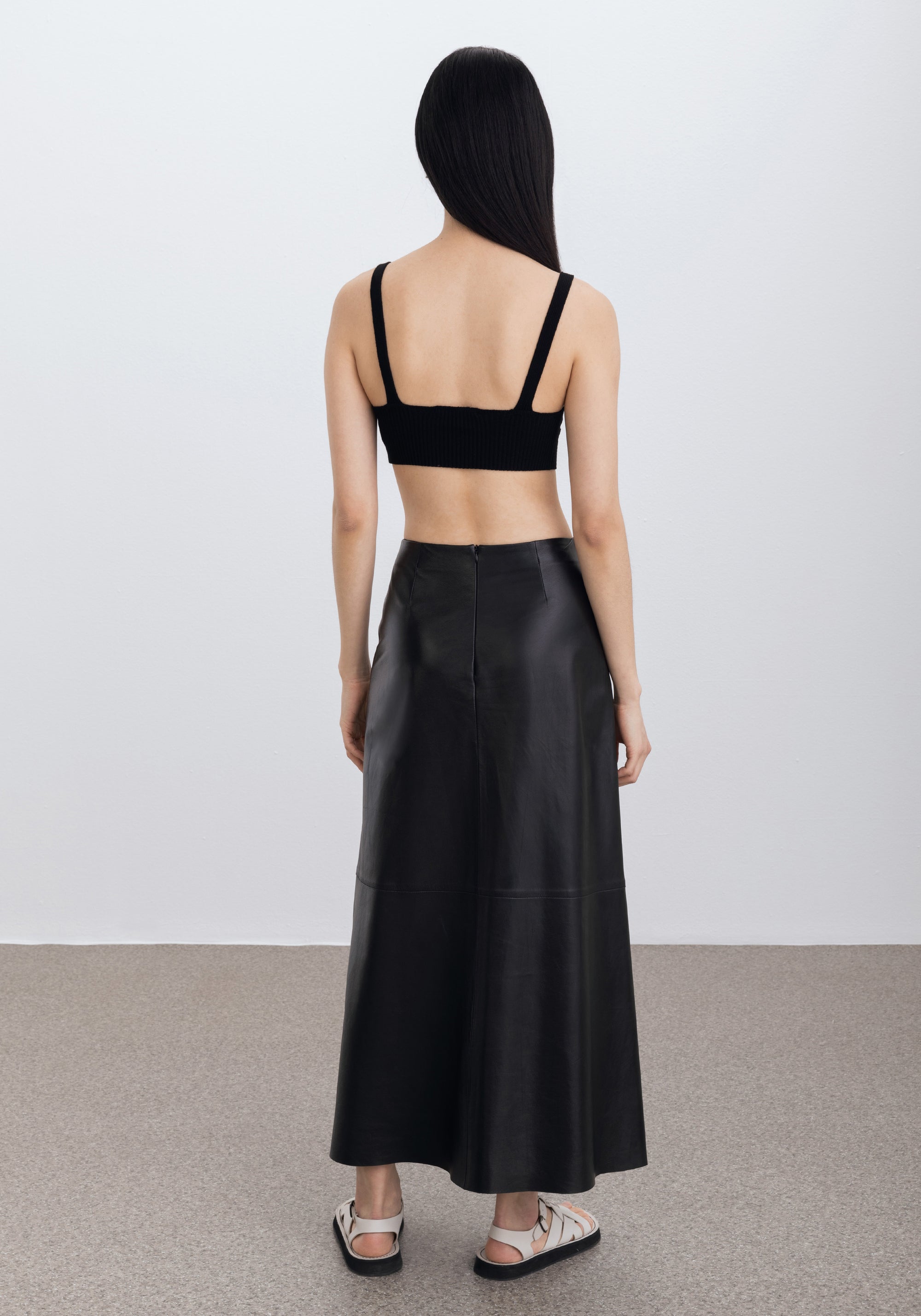 Jupe Chateau en cuir - Black