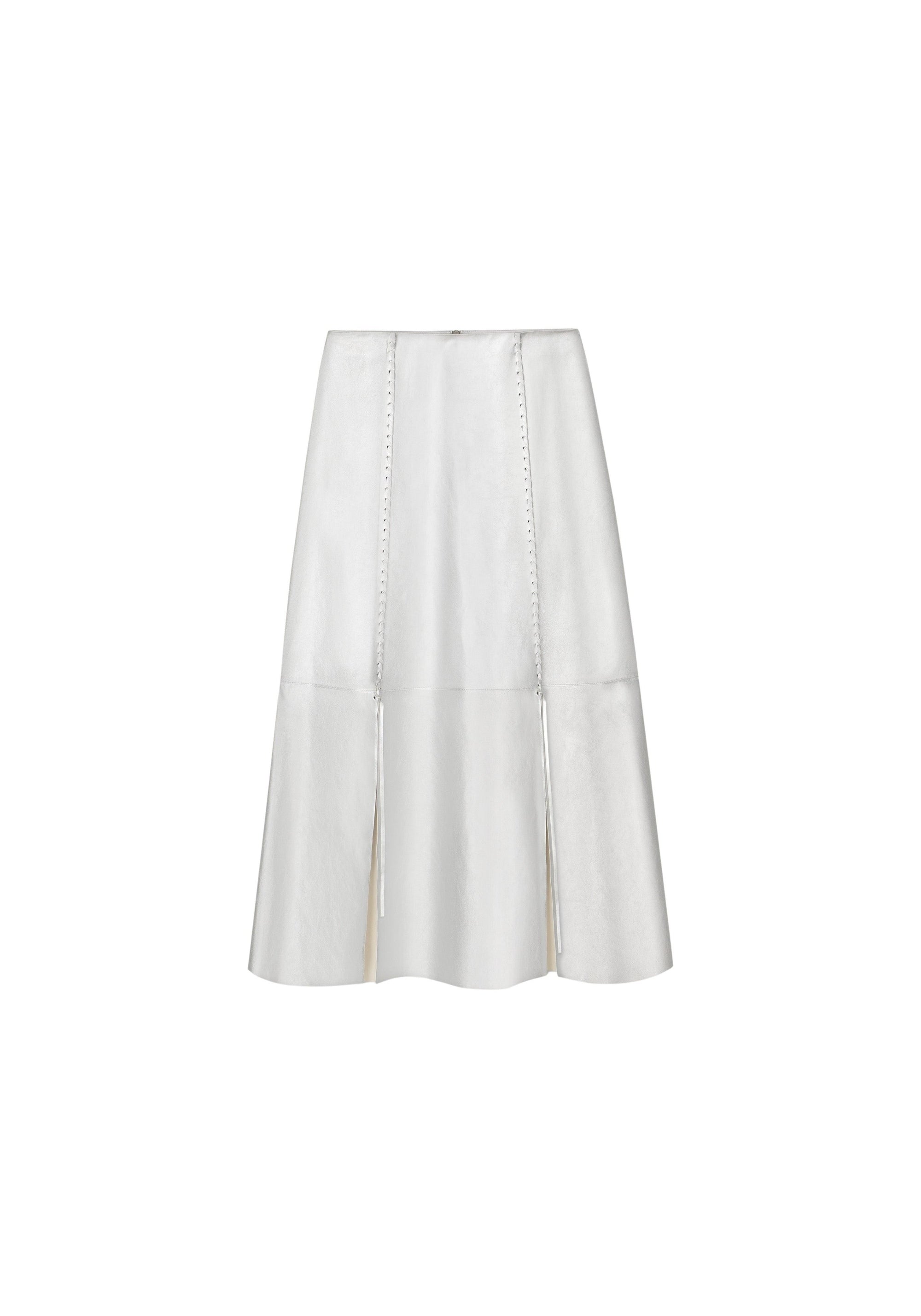 Jupe midi Chateau en cuir - Silver