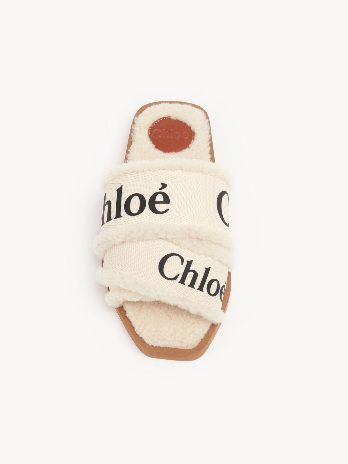 BASEPLUS_White SHEARLING FLAT SLIDE - White