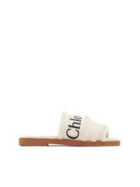 BASEPLUS_White SHEARLING FLAT SLIDE - White