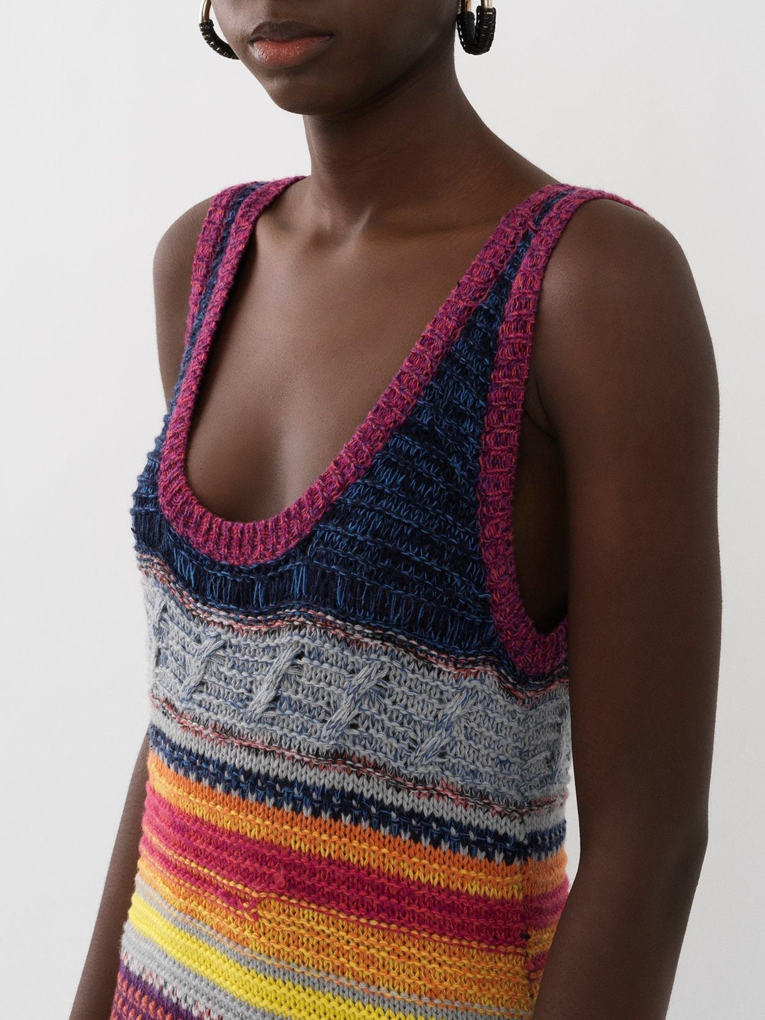 Robe en cachemire - Gris multicolore