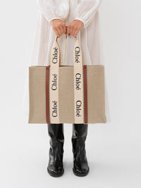 White & Brown LARGE TOTE - White & Brown