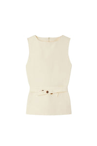 Chance sleeveless cotton blouse - Ecru