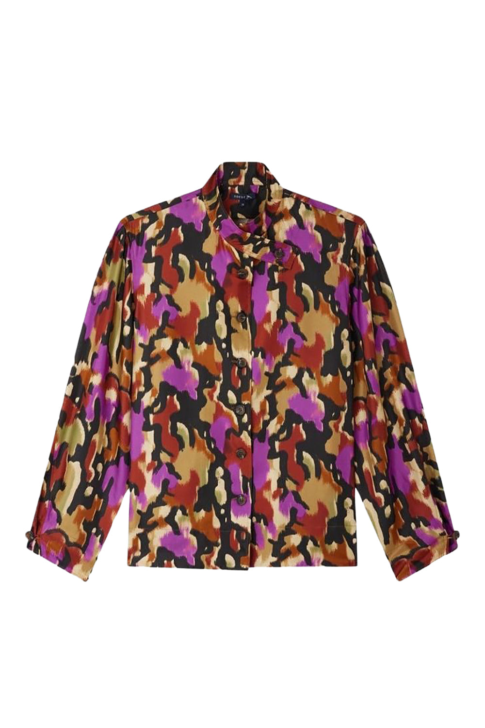 Calypso blouse in silk - Hazelnut & Fuchsia
