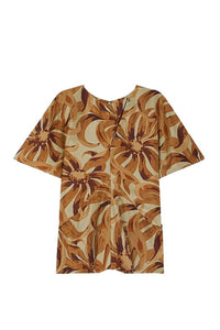 Blouse Embrun à manches courtes en soie - Orange & Argile