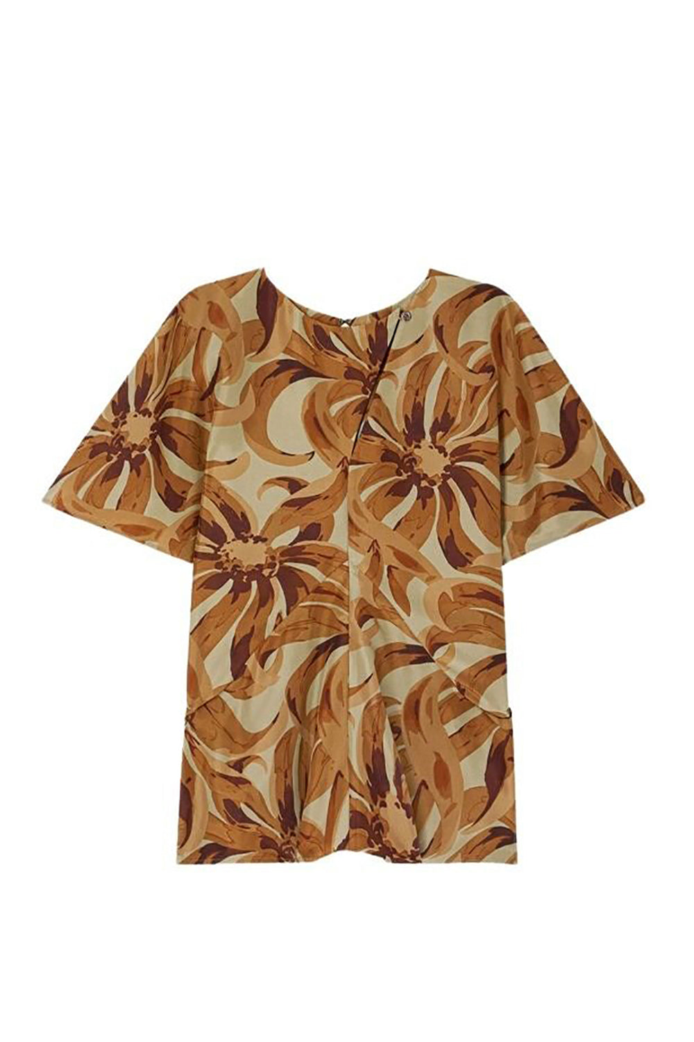 Blouse Embrun à manches courtes en soie - Orange & Argile