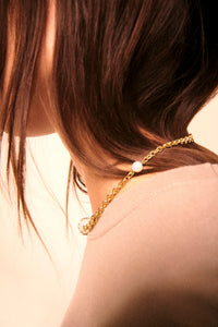 Chelsea N°3 necklace in yellow gold set with diamonds - Diamond & Emerald & Pearl
