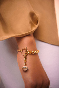 Bracelet Chelsea N°4 en or sertie de diamant - Émeraude & Perle