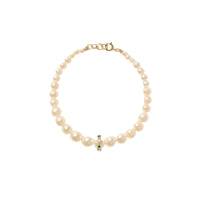 Chelsea N°2 bracelet in gold set with diamonds - Diamond & Emerald & Pearl