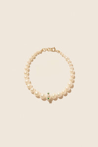Chelsea N°2 bracelet in gold set with diamonds - Diamond & Emerald & Pearl