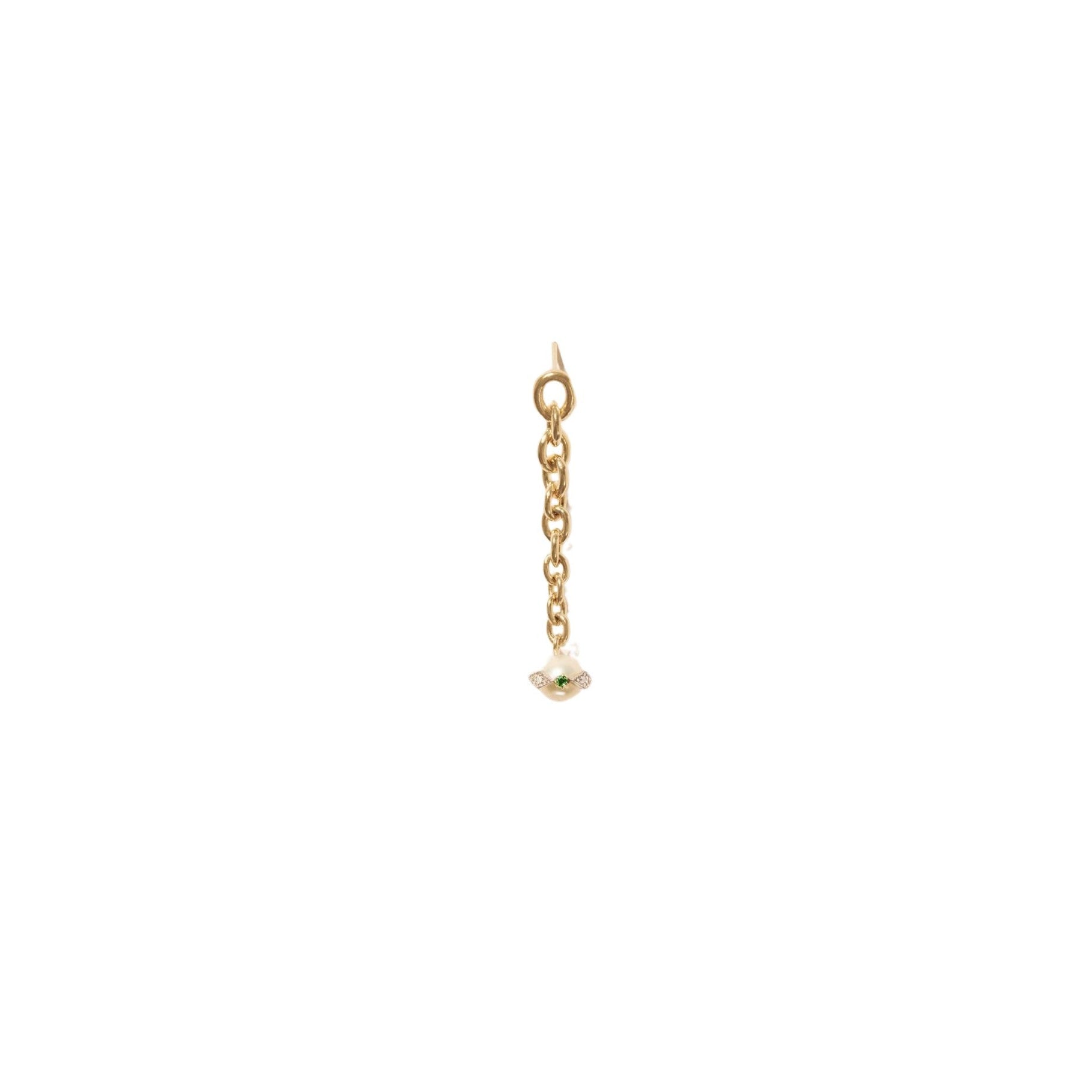 Chelsea N°2 single earring in diamond-set gold - Diamond & Pearl