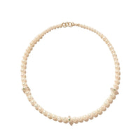 Chelsea N°2 necklace in yellow and white gold set with diamonds - Emerald & Pearl