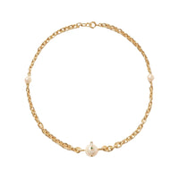 Chelsea N°3 necklace in yellow gold set with diamonds - Diamond & Emerald & Pearl