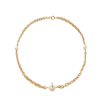 Chelsea N°3 necklace in yellow gold set with diamonds - Diamond & Emerald & Pearl