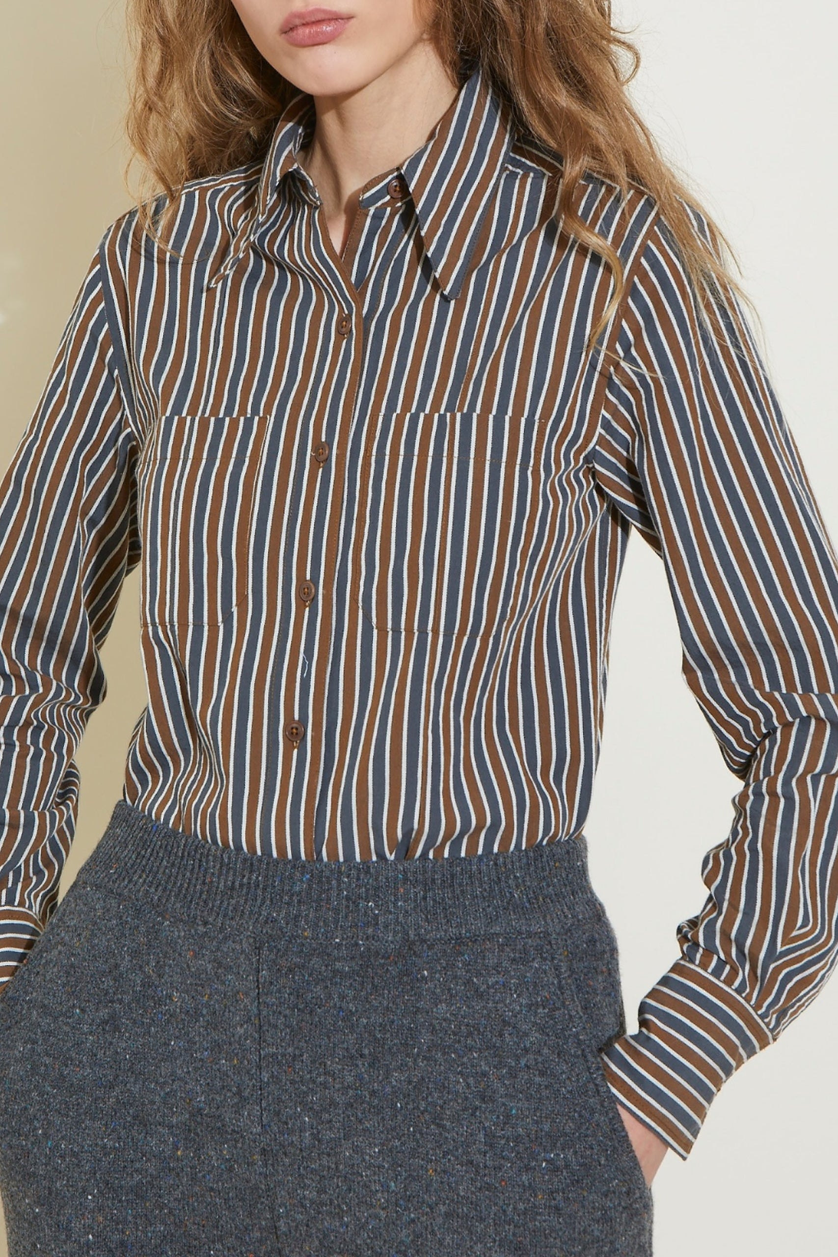 Chemise New Tree à rayures - Khaki