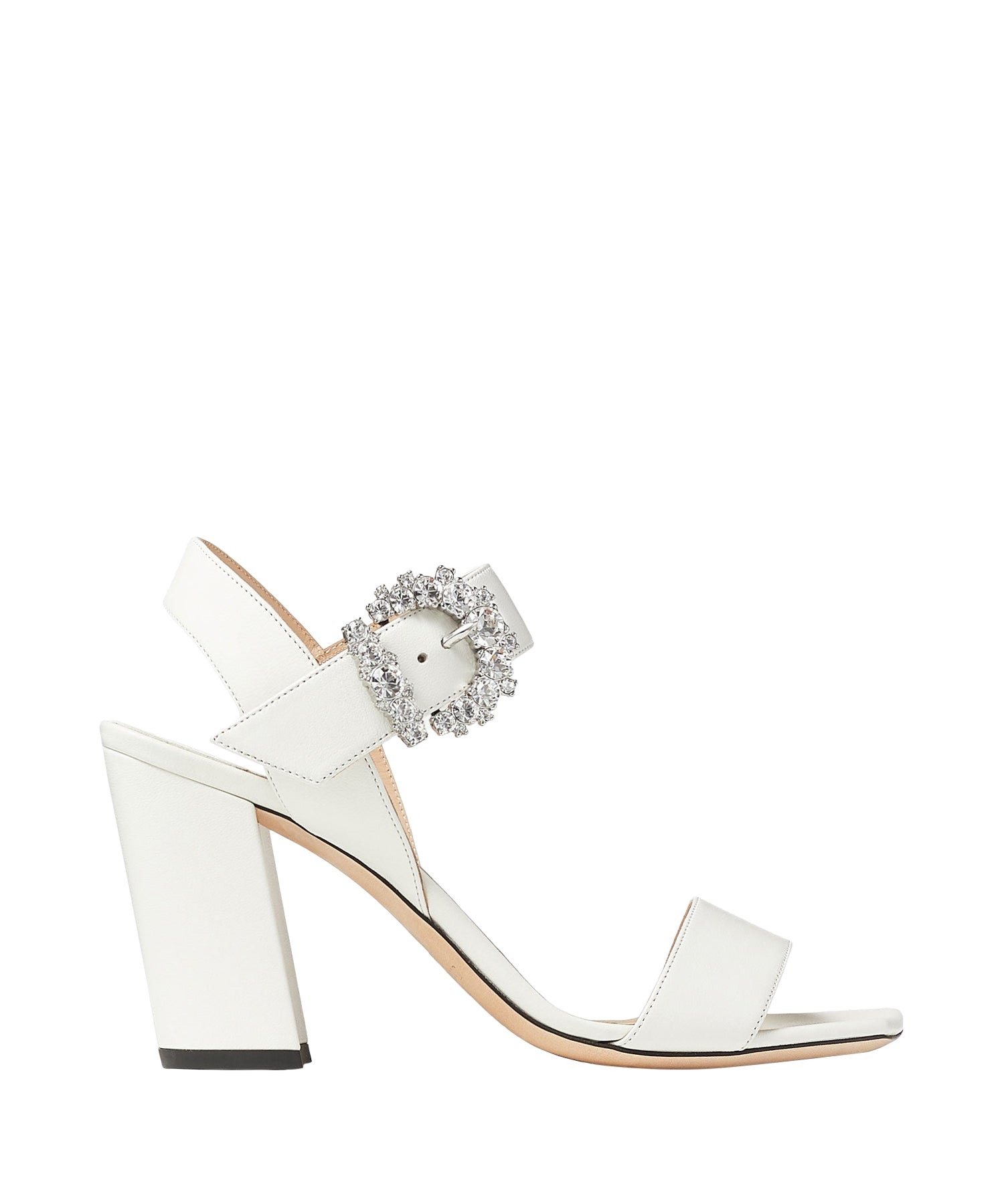 Cheri sandals with 85 crystals in leather - Milk