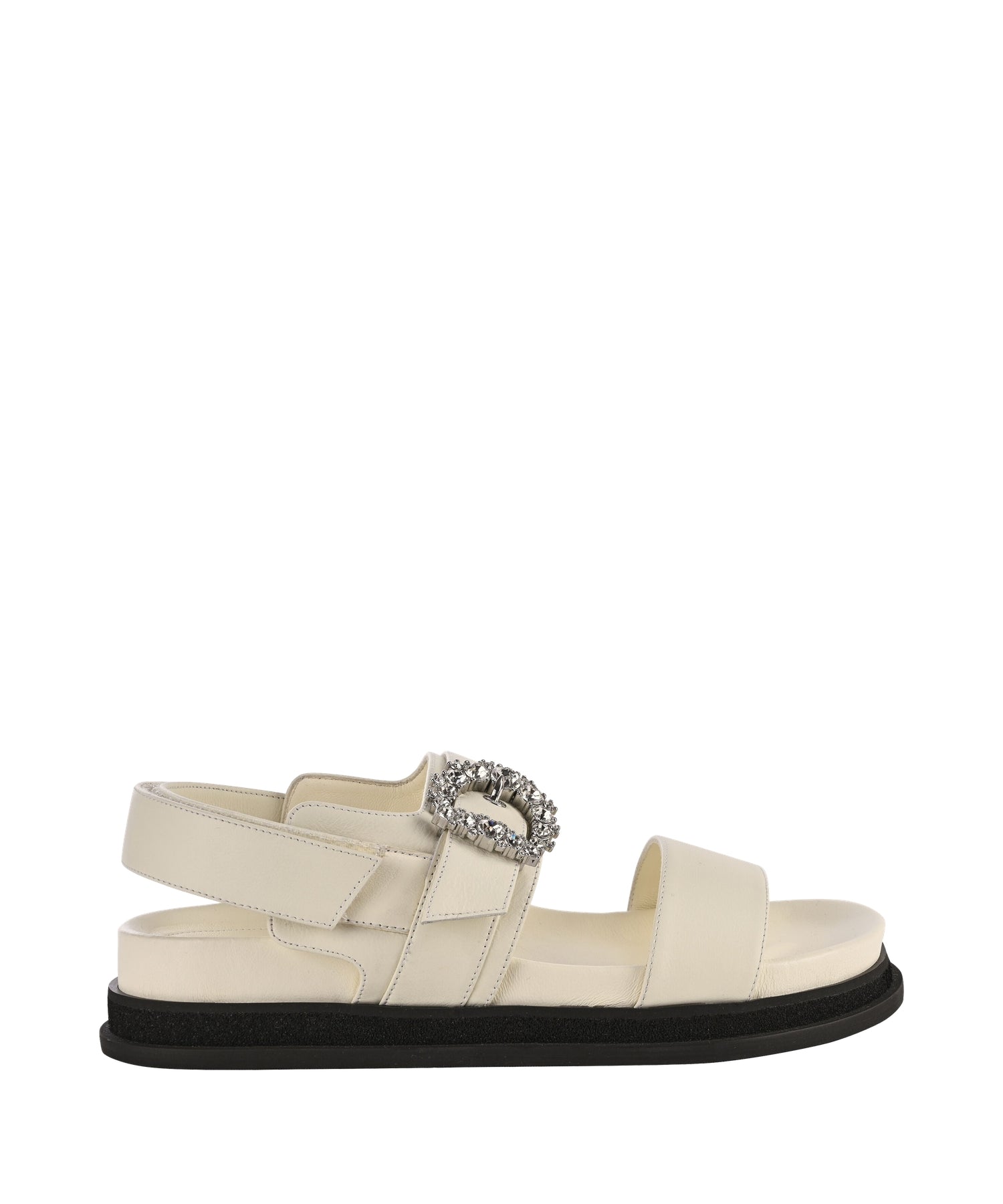 Cheri crystal leather sandals - Milk