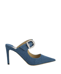 Cherisi mules with 85 crystal buckle in denim - Denim