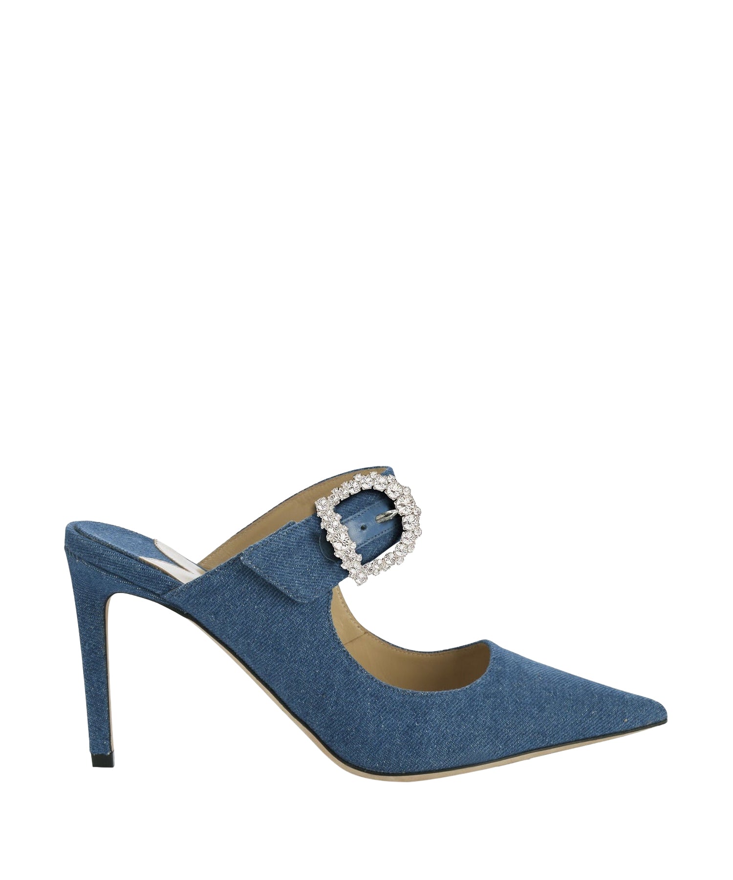 Cherisi mules with 85 crystal buckle in denim - Denim
