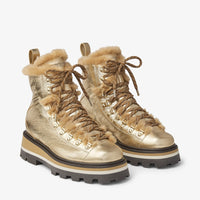 Bottines Chike en cuir métallisé avec liseré - Gold & Caramel
