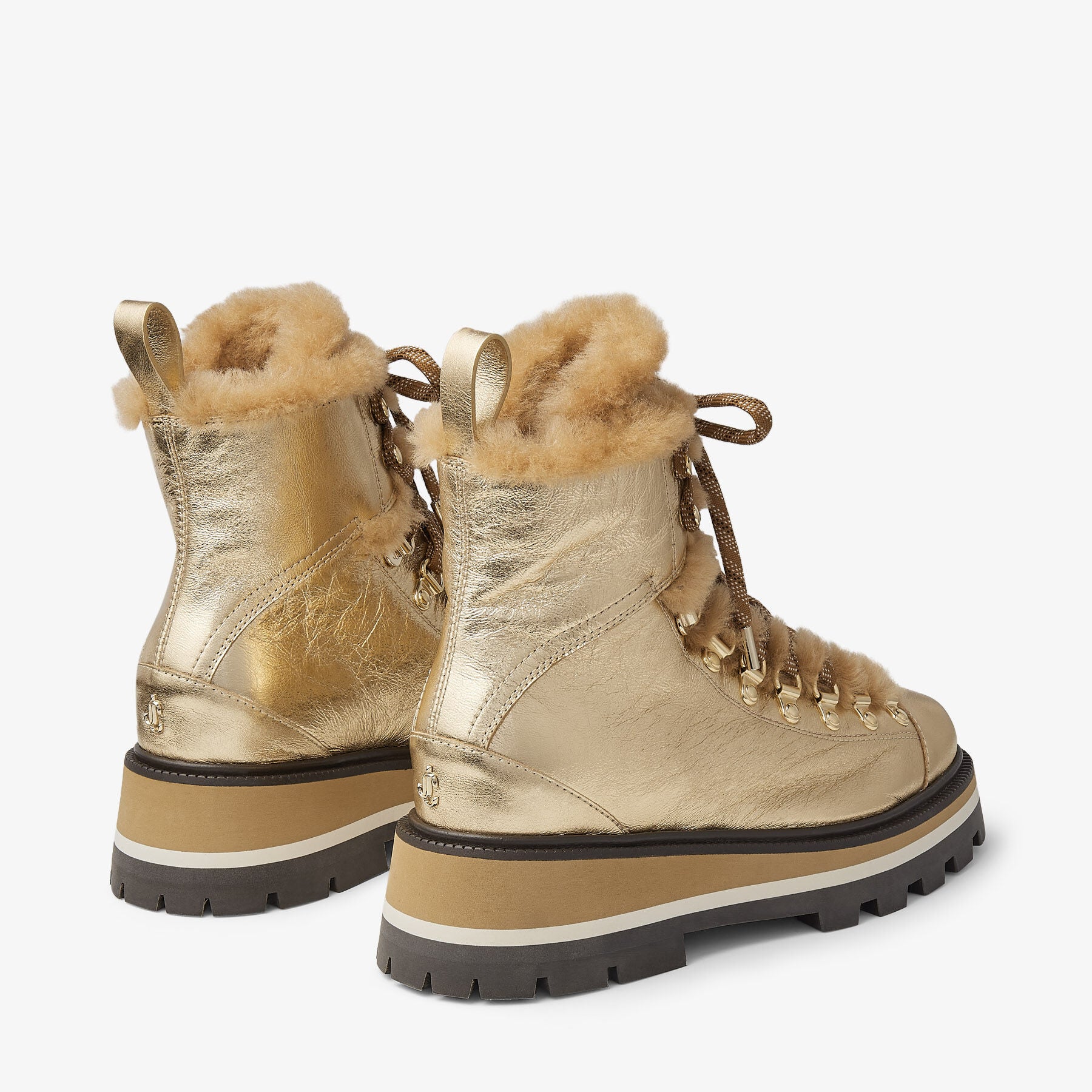Bottines Chike en cuir métallisé avec liseré - Gold & Caramel