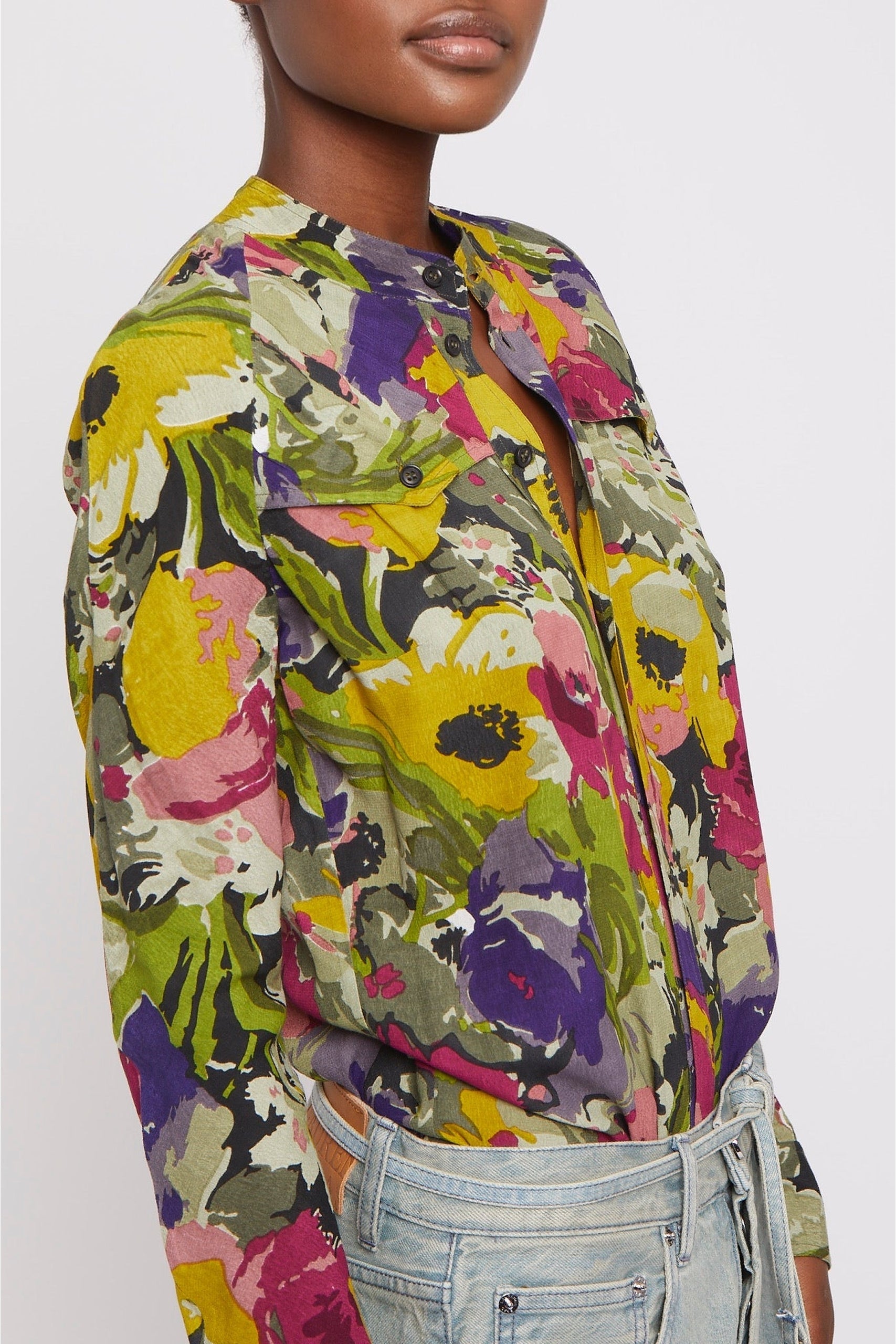 Blouse Chlo fleurie moulante en lin - Poppy