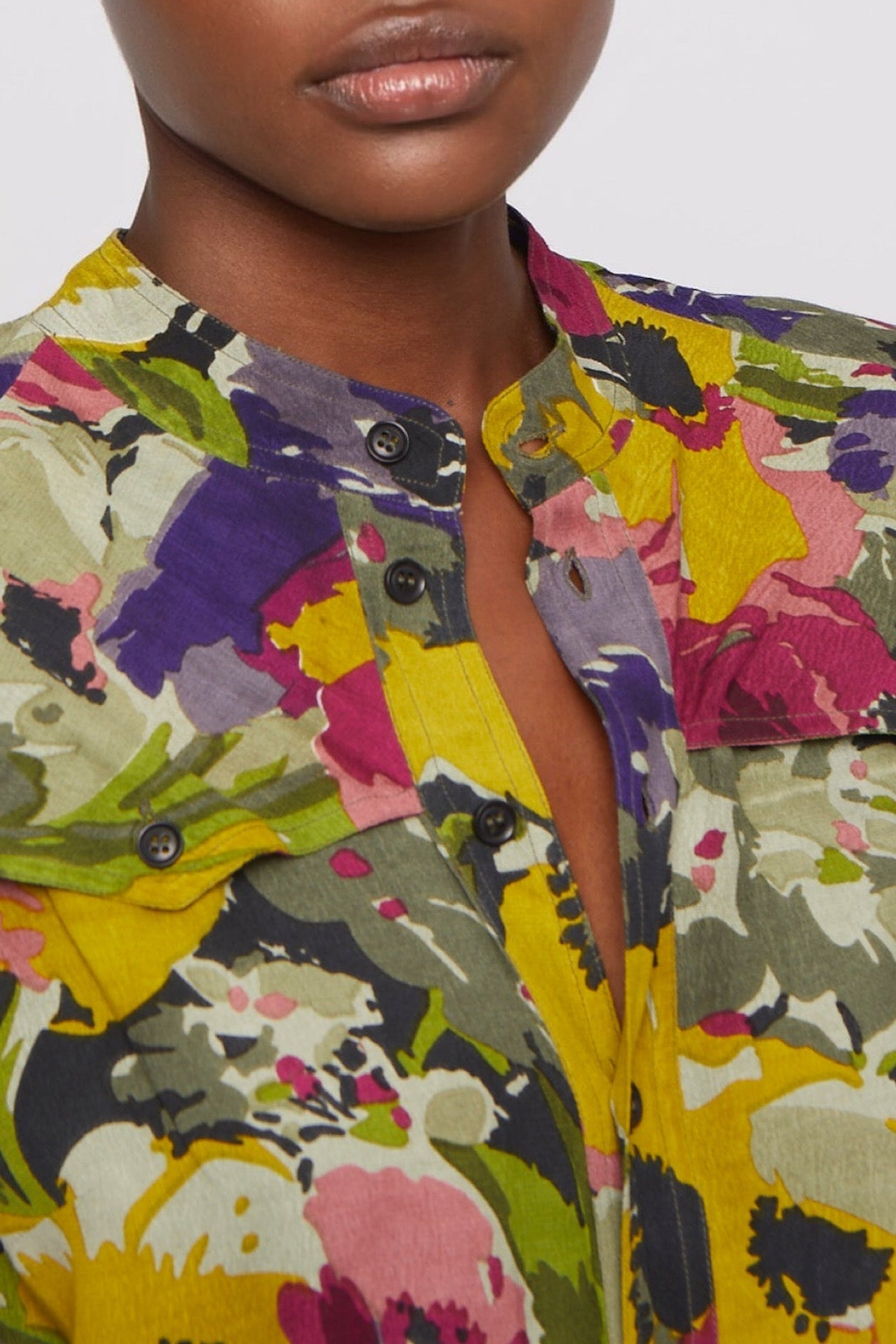 Blouse Chlo fleurie moulante en lin - Poppy